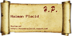Haiman Placid névjegykártya